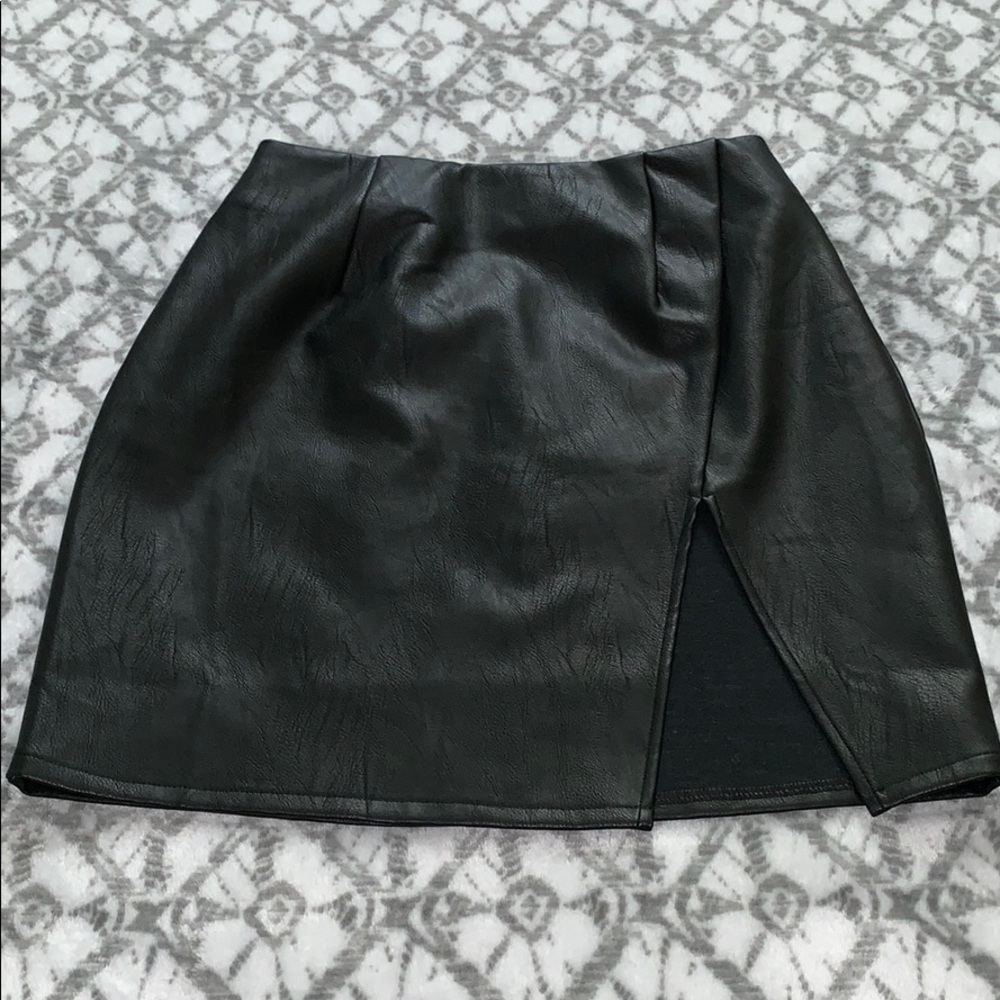 Black leather skirt